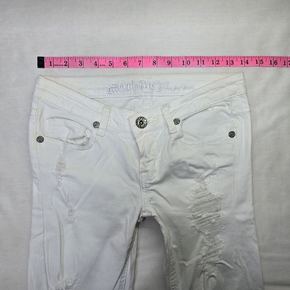 Machine Destroyed Lowrise Skinny Women's White Jeans Size 1 - Picture 11 of 13